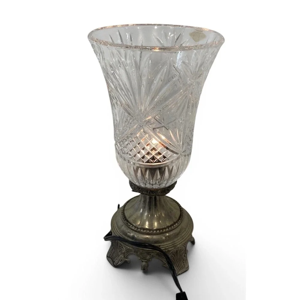 Vintage Shannon Irish Crystal Boudoir Lamp Brass Base By Godinger Art Co